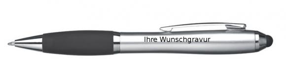 10x Touchpen Kugelschreiber mit Gravur / Farbe: silber-schwarz