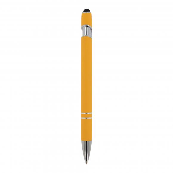 10x Touchpen Kugelschreiber mit Namensgravur - aus Metall - Soft-Touch - gelb