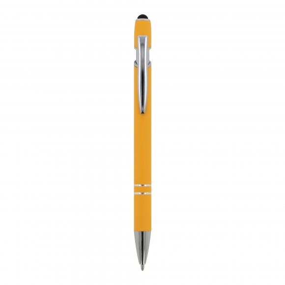 10x Touchpen Kugelschreiber mit Namensgravur - aus Metall - Soft-Touch - gelb