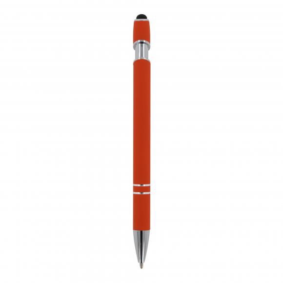 10x Touchpen Kugelschreiber mit Namensgravur - aus Metall - Soft-Touch - orange