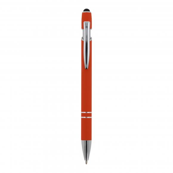10x Touchpen Kugelschreiber mit Namensgravur - aus Metall - Soft-Touch - orange