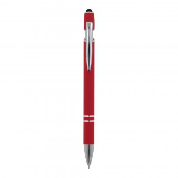 10x Touchpen Kugelschreiber mit Namensgravur - aus Metall - Soft-Touch - rot