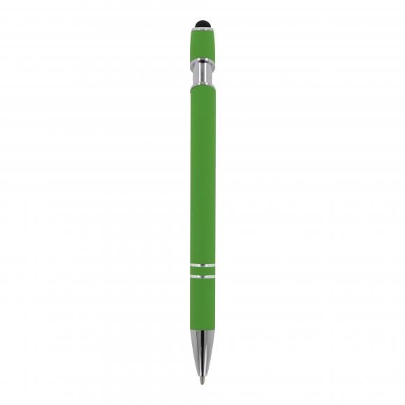 10x Touchpen Kugelschreiber mit Namensgravur -aus Metall - Soft-Touch - hellgrün