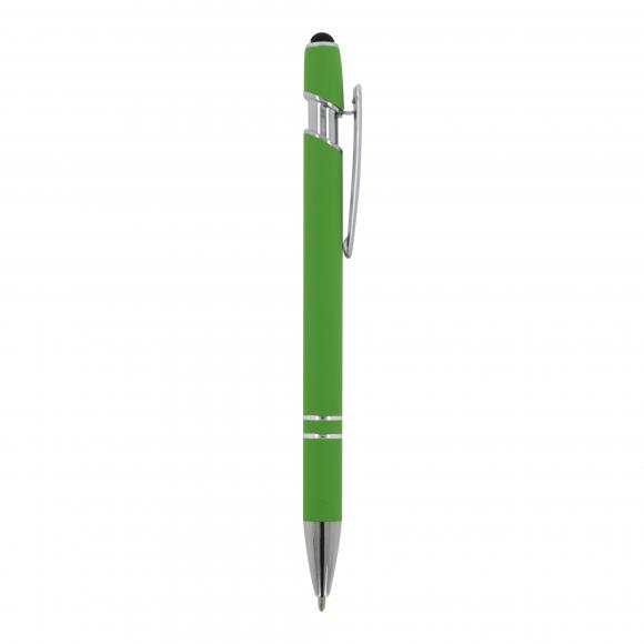 10x Touchpen Kugelschreiber mit Namensgravur -aus Metall - Soft-Touch - hellgrün