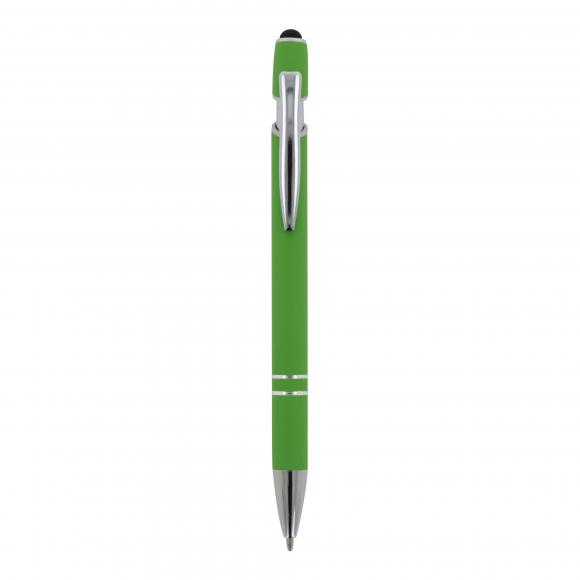 10x Touchpen Kugelschreiber mit Namensgravur -aus Metall - Soft-Touch - hellgrün