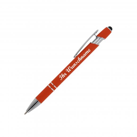 13x Metall-Touchpen Kugelschreiber mit Namensgravur - Soft-Touch - 13 Farben