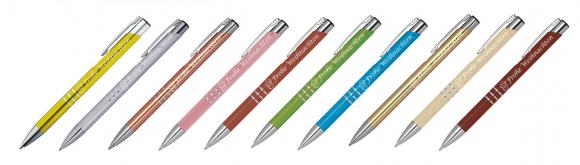 20 Kugelschreiber mit Gravur "Frohe Weinachten" / aus Metall / 20 Farben