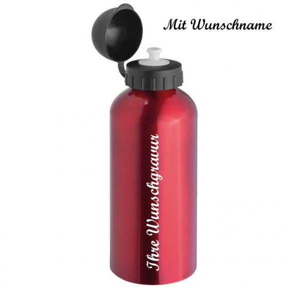 3x AluTrinkflasche mit Namensgravur - Sportverschluss - je 1x grau,rot,blau