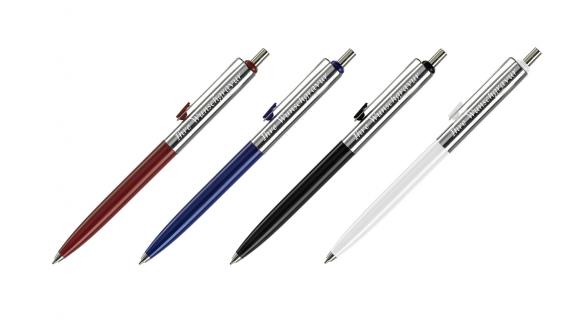 4x Kugelschreiber mit Gravur / aus Metall / verchromte Elemente / 4 Farben
