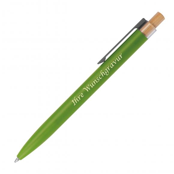 5 Kugelschreiber aus recyceltem Aluminium mit Gravur / Farbe: hellgrün