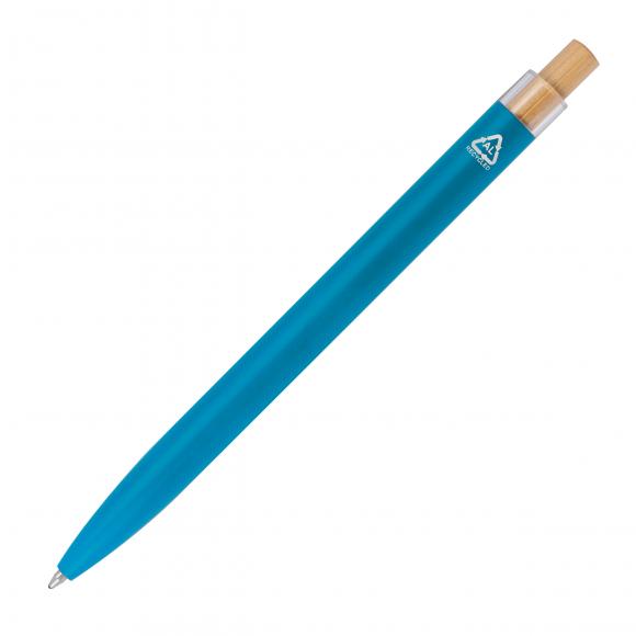 5 Kugelschreiber aus recyceltem Aluminium mit Namensgravur - Farbe: hellblau