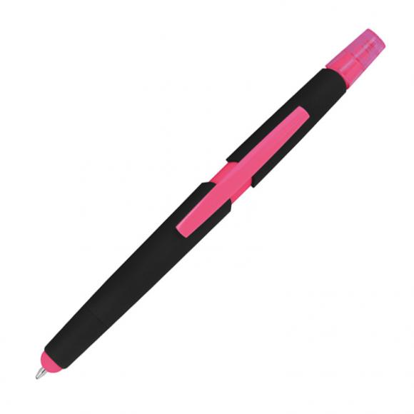 5 Touchpen Kugelschreiber mit Namensgravur - mit Textmarker - Farbe: pink