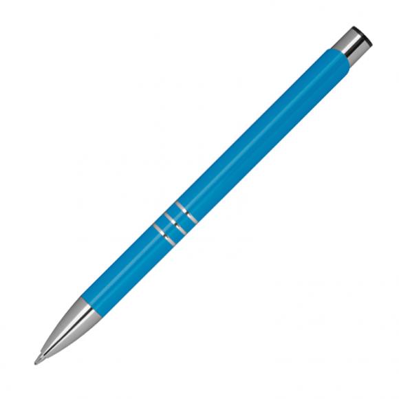 50 Kugelschreiber aus Metall mit Gravur / Farbe: hellblau