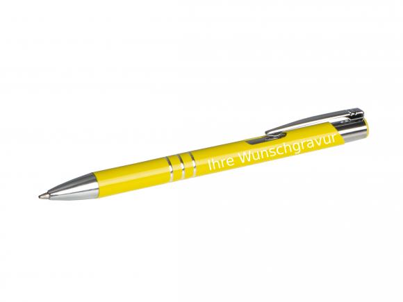 50 Kugelschreiber aus Metall mit Gravur / Farbe: sonnengelb