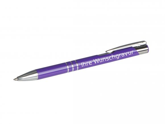 50 Kugelschreiber aus Metall mit Gravur / Farbe: violett
