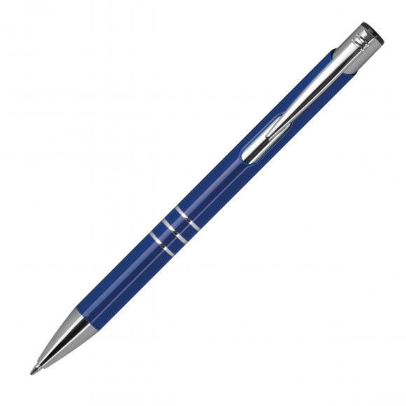 50 Kugelschreiber aus Metall mit Gravur / vollfarbig lackiert / blau (matt)