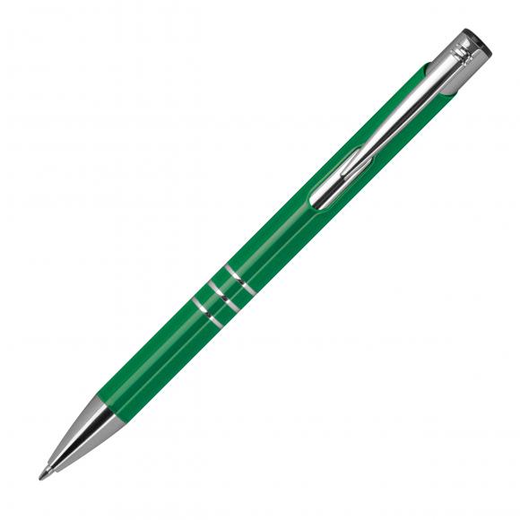 50 Kugelschreiber aus Metall mit Gravur / vollfarbig lackiert / grün (matt)