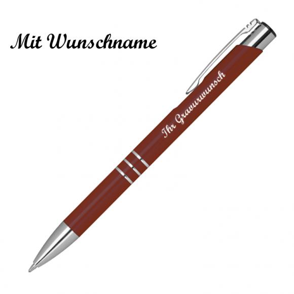 50 Kugelschreiber aus Metall mit Namensgravur - Farbe: bordeaux
