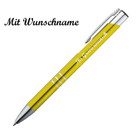 50 Kugelschreiber aus Metall mit Namensgravur - Farbe: gelb