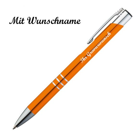 50 Kugelschreiber aus Metall mit Namensgravur - Farbe: orange