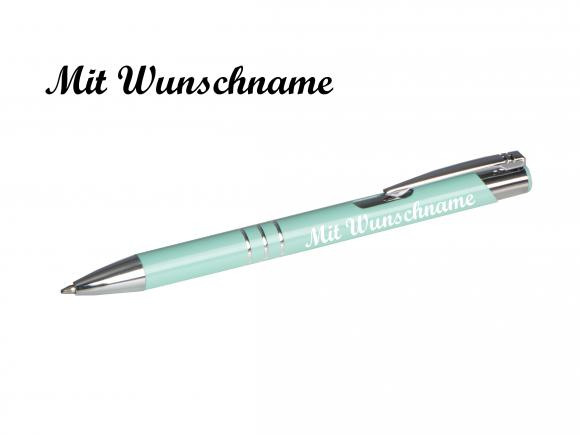 50 Kugelschreiber aus Metall mit Namensgravur - Farbe: pastell mint
