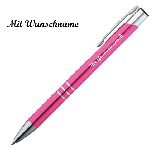 50 Kugelschreiber aus Metall mit Namensgravur - Farbe: pink