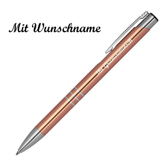 50 Kugelschreiber aus Metall mit Namensgravur - Farbe: roségold