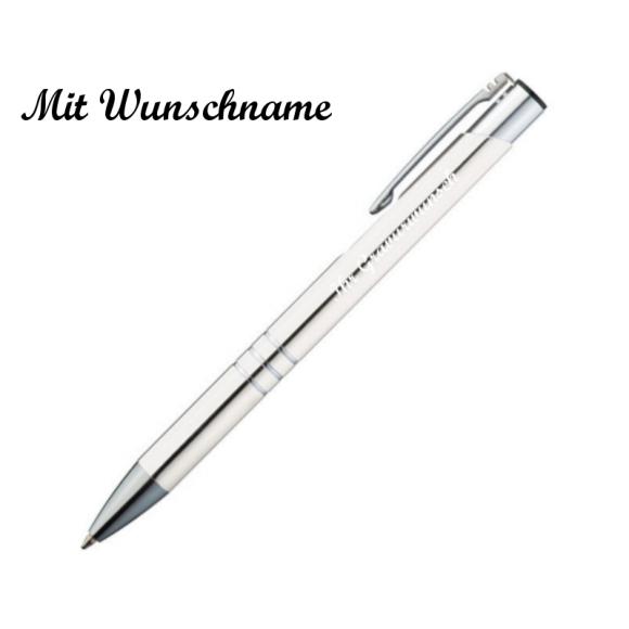 50 Kugelschreiber aus Metall mit Namensgravur - Farbe: weiß