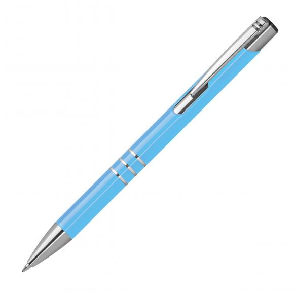 50 Kugelschreiber mit Gravur aus Metall / vollfarbig lackiert / hellblau (matt)