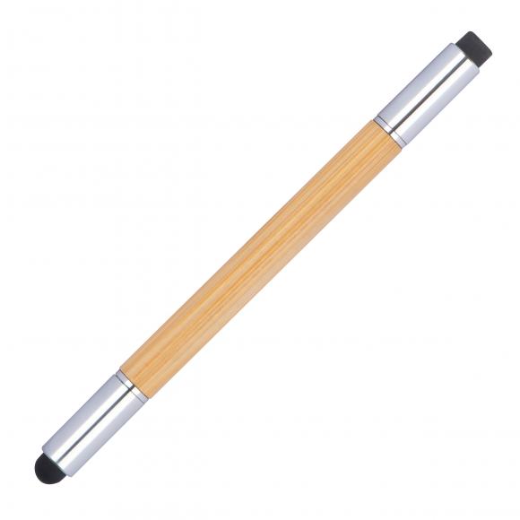 5x 2in1 Touchpen Kugelschreiber und endlos Mine aus Bambus mit Namensgravur
