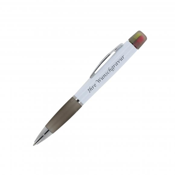 5x Kugelschreiber mit Gravur / mit dreifarbigen Textmarker / 5 Farben