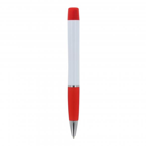 5x Kugelschreiber mit Gravur / mit dreifarbigen Textmarker / Farbe: weiß-rot