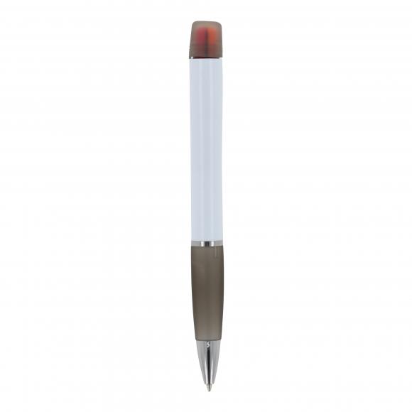 5x Kugelschreiber mit Gravur / mit dreifarbigen Textmarker / Farbe: weiß-schwarz
