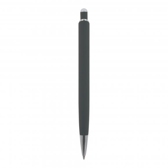 5x Kugelschreiber mit Namensgravur - aus Metall - mit Soft Touch - Farbe: grau