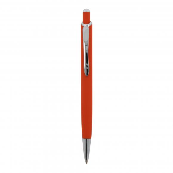 5x Kugelschreiber mit Namensgravur - aus Metall - mit Soft Touch - Farbe: orange
