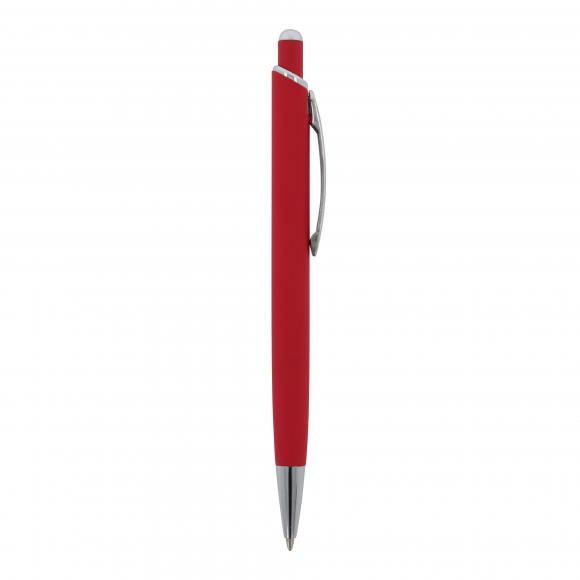 5x Kugelschreiber mit Namensgravur - aus Metall - mit Soft Touch - Farbe: rot
