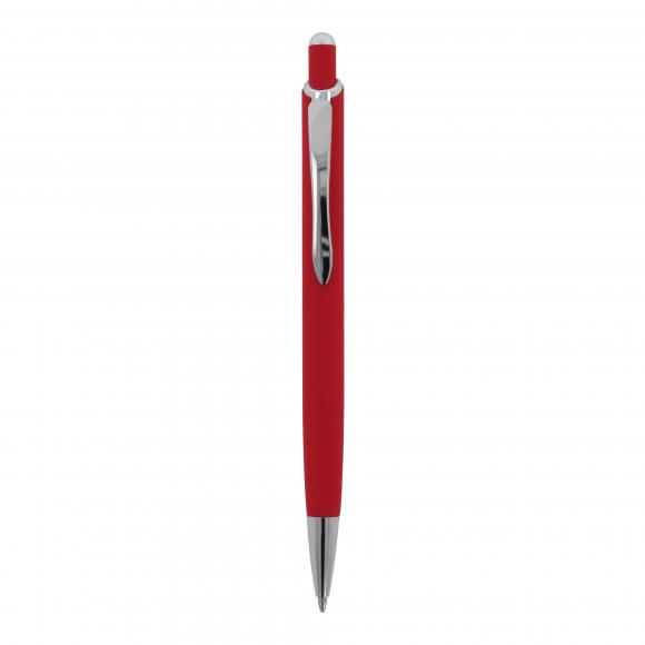 5x Kugelschreiber mit Namensgravur - aus Metall - mit Soft Touch - Farbe: rot
