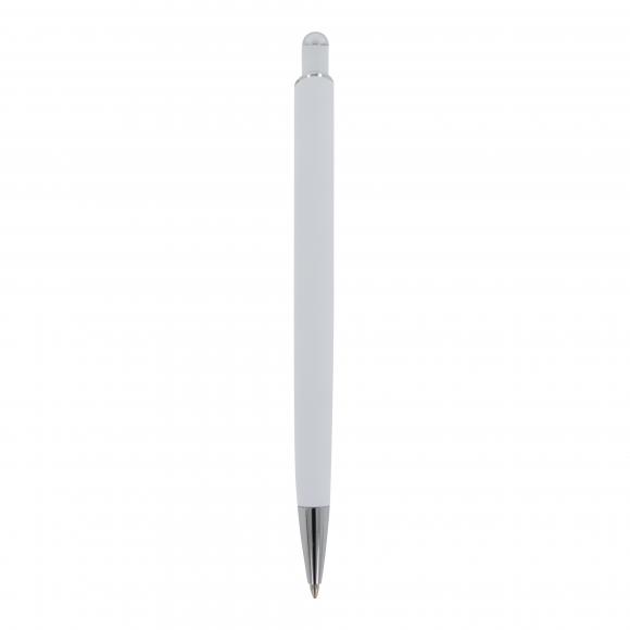 5x Kugelschreiber mit Namensgravur - aus Metall - mit Soft Touch - Farbe: weiß