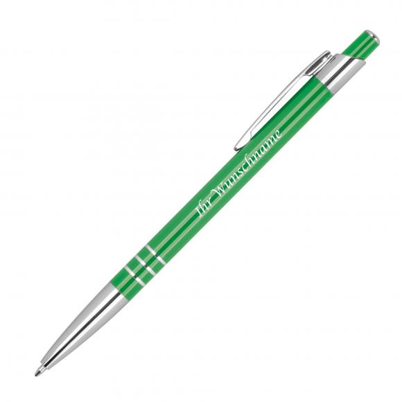 5x Schlanker Kugelschreiber aus Metall mit Gravur / 5 Farben