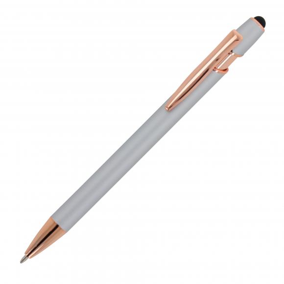 5x Touchpen Kugelschreiber "Roségold" mit Gravur / aus Metall / Farbe: silber