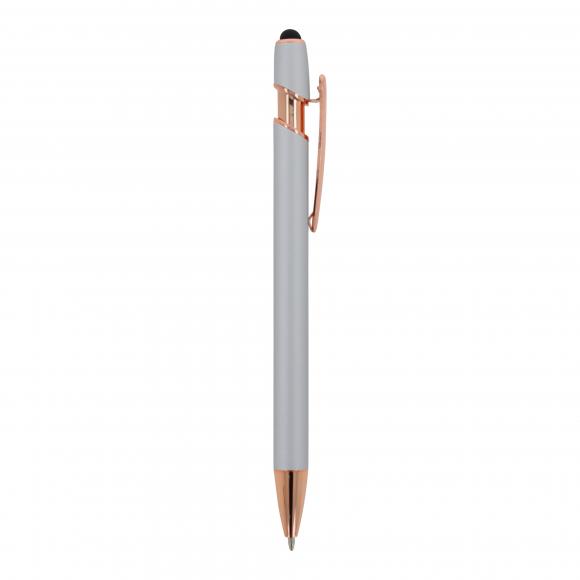 5x Touchpen Kugelschreiber "Roségold" mit Gravur / aus Metall / Farbe: silber