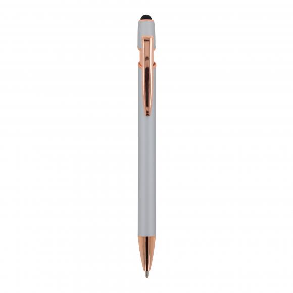 5x Touchpen Kugelschreiber "Roségold" mit Gravur / aus Metall / Farbe: silber
