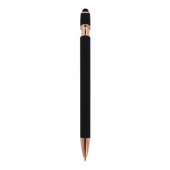 5x Touchpen Kugelschreiber "Roségold" mit Namensgravur - aus Metall - schwarz
