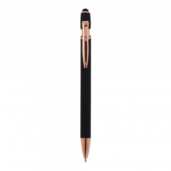 5x Touchpen Kugelschreiber "Roségold" mit Namensgravur - aus Metall - schwarz