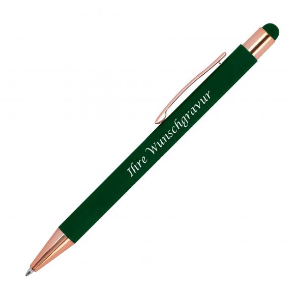 5x Touchpen Kugelschreiber "Rosegold" mit Gravur / aus Metall / 5 Farben