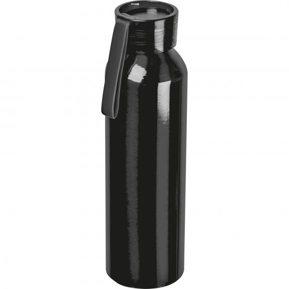 Aluminium Trinkflasche mit Gravur / mit Trageschlaufe / 600ml / Farbe: schwarz