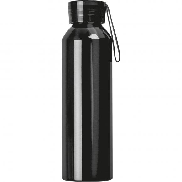 Aluminium Trinkflasche mit Gravur / mit Trageschlaufe / 600ml / Farbe: schwarz
