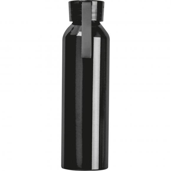Aluminium Trinkflasche mit Gravur / mit Trageschlaufe / 600ml / Farbe: schwarz