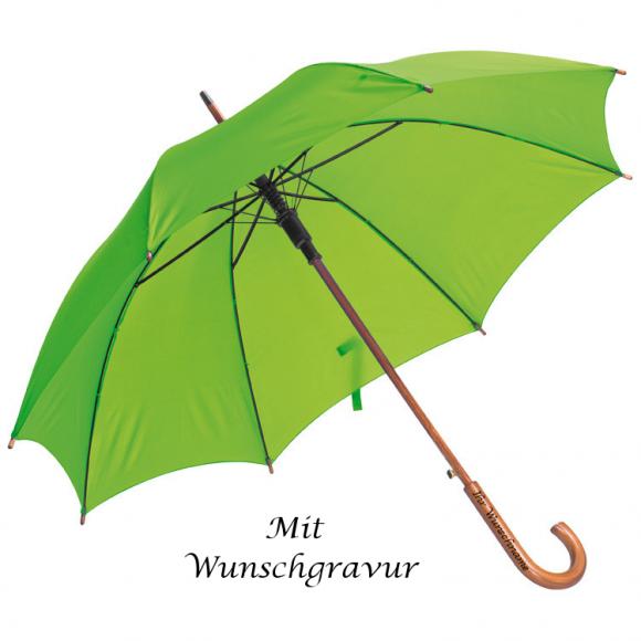 Automatik-Regenschirm mit Gravur / Farbe: apfelgrün