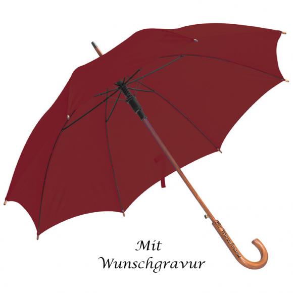 Automatik-Regenschirm mit Gravur / Farbe: bordeaux